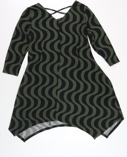 Roman Women's Green A-Line Geometric Dress 10