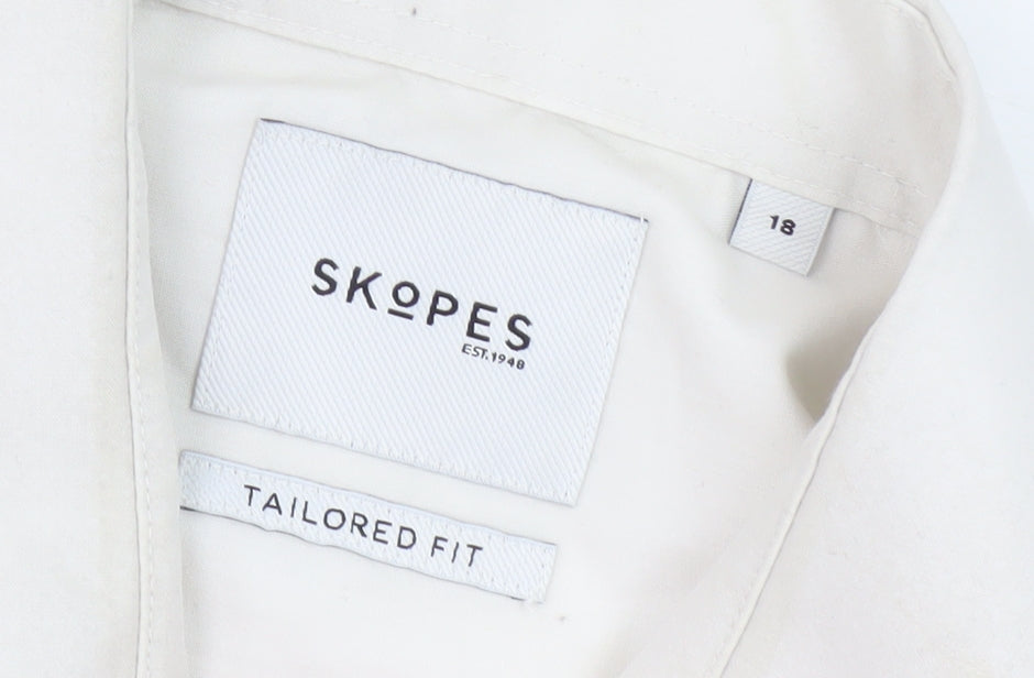 Skopes Men's Ivory Button-Up Shirt 18 Regular Fit