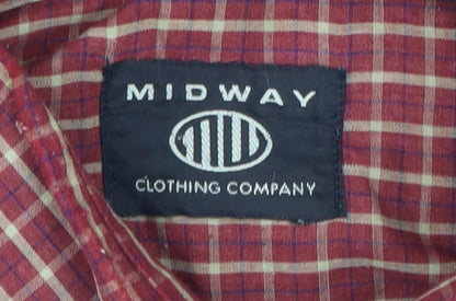 Midway Men's Red Check Classic Fit Shirt, M