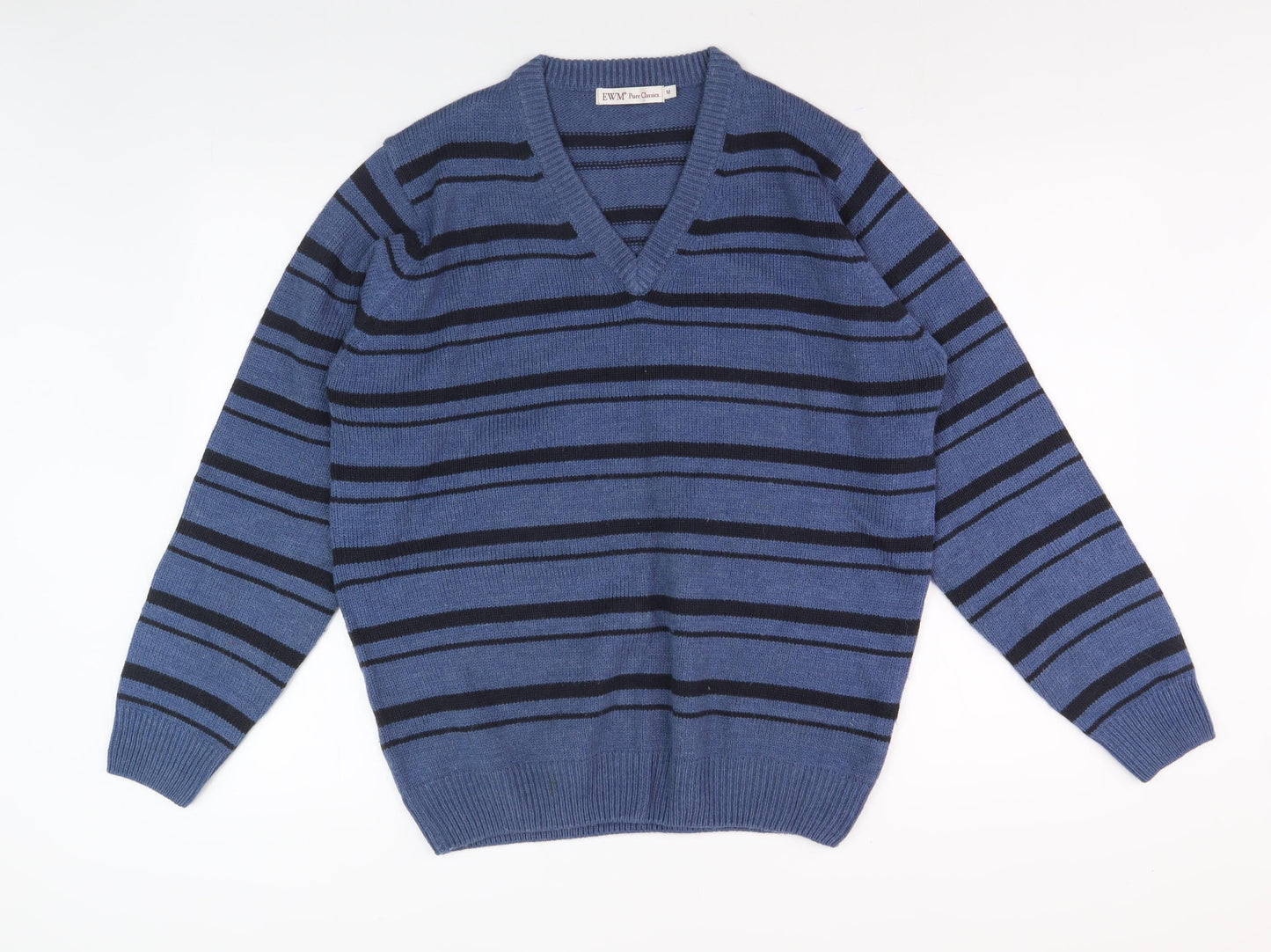 EWM Men’s Blue Striped Pullover Jumper M