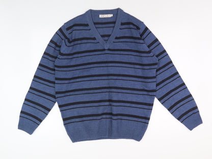 EWM Men’s Blue Striped Pullover Jumper M