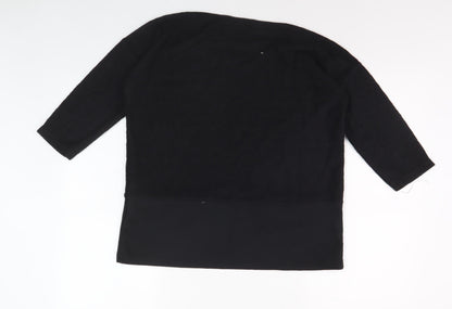 Esmara Women's Black 3/4 Sleeve Top, Size S, Zip Accents