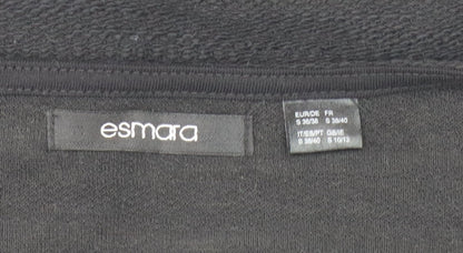 Esmara Women's Black 3/4 Sleeve Top, Size S, Zip Accents