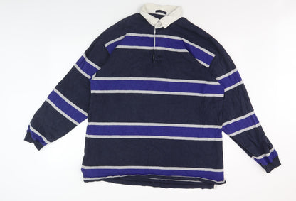 Britches Men's Striped Blue Polo Shirt XL