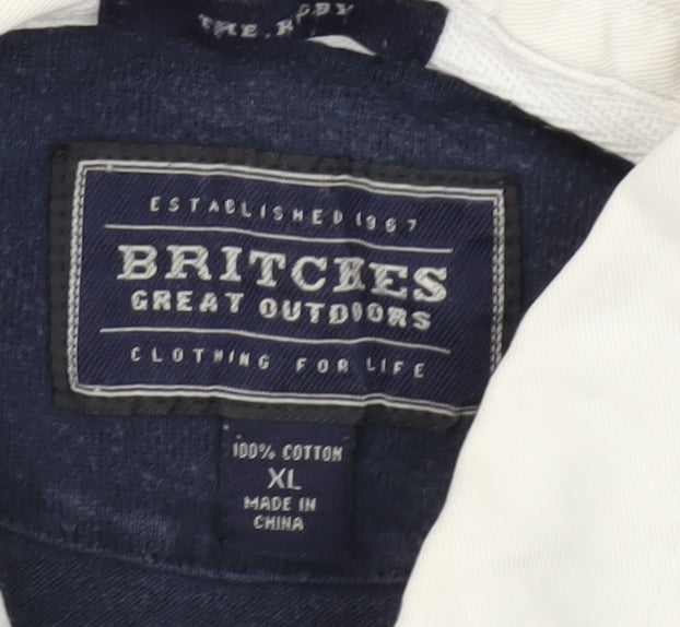 Britches Men's Striped Blue Polo Shirt XL