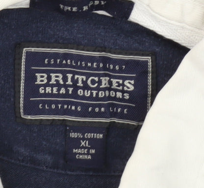 Britches Men's Striped Blue Polo Shirt XL