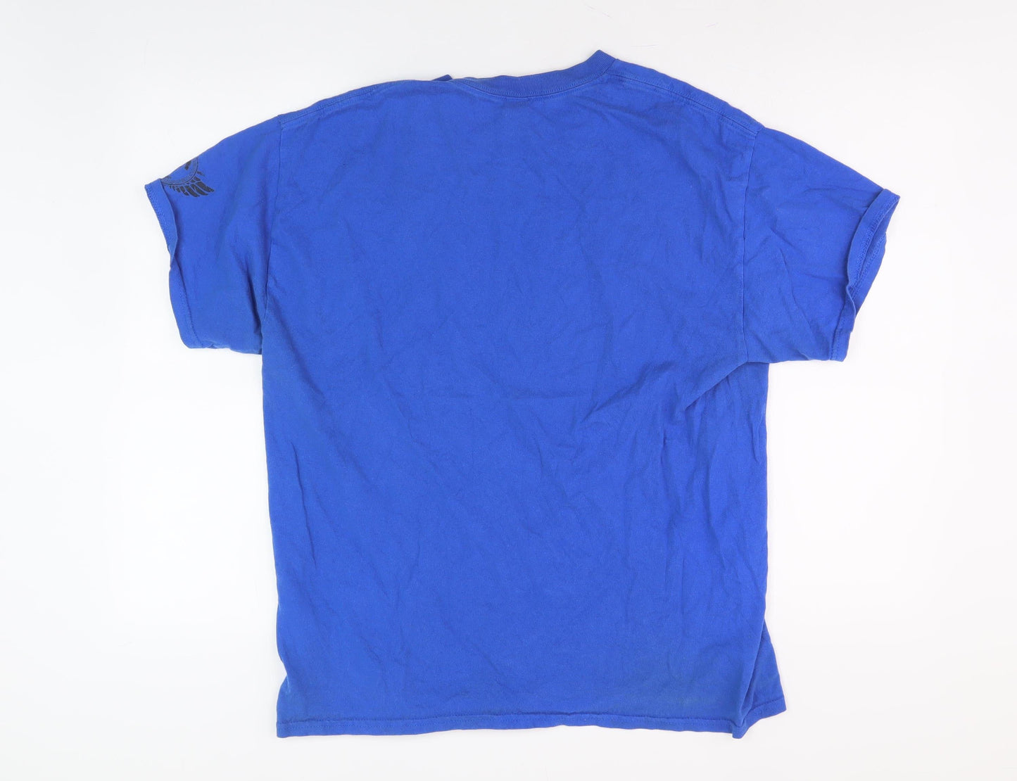 Spartan Men's Blue Crew Neck Cotton T-Shirt, Size L