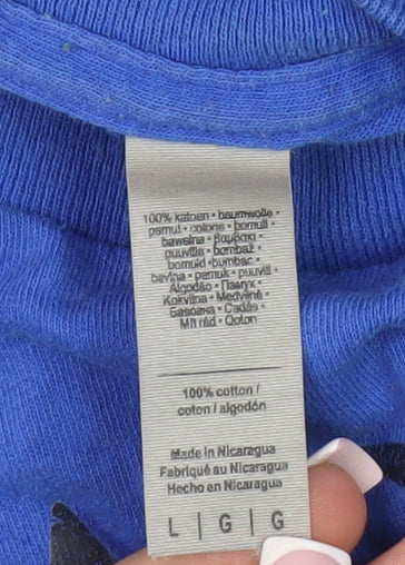 Spartan Men's Blue Crew Neck Cotton T-Shirt, Size L