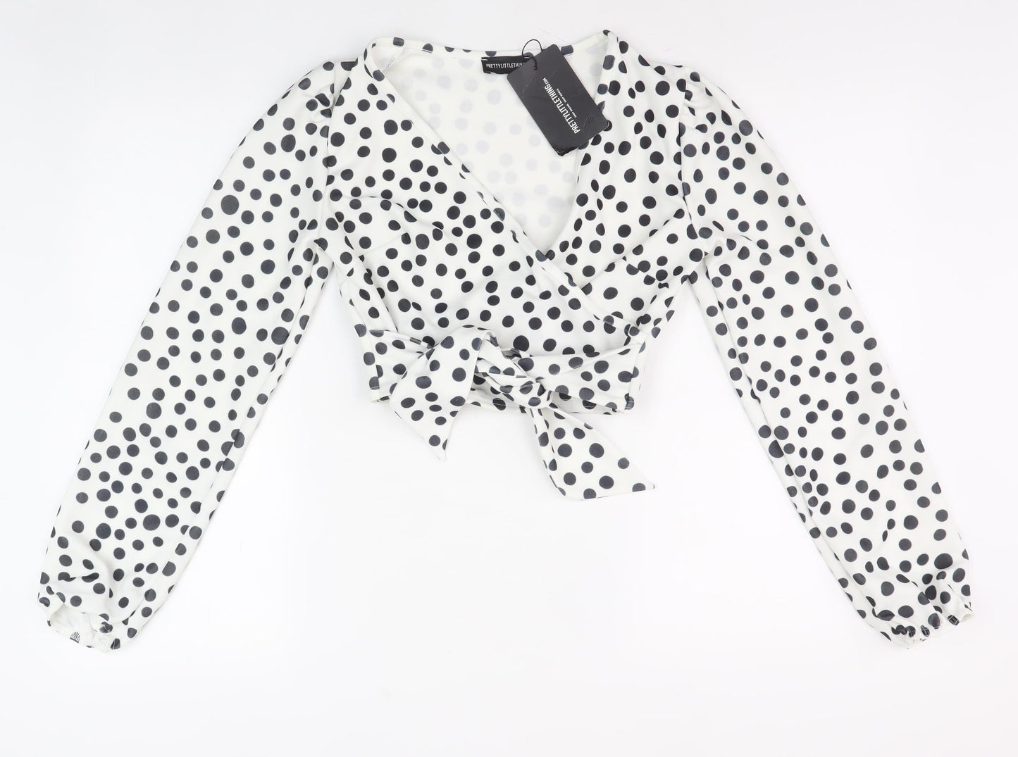 Womens UK Size 8 PRETTYLITTLETHING White Wrap Blouse