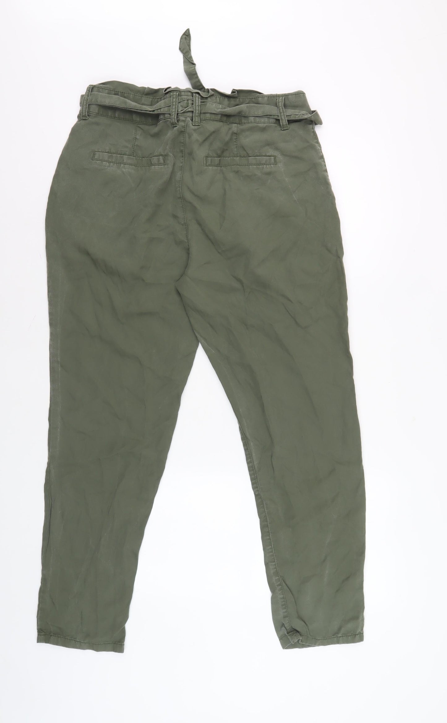 Womens UK Size 12 Gap Relaxed Fit Paperbag Green Trousers