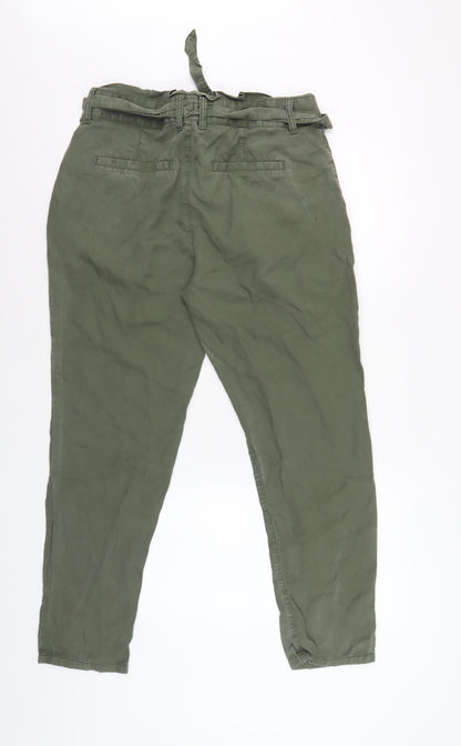 Womens UK Size 12 Gap Relaxed Fit Paperbag Green Trousers