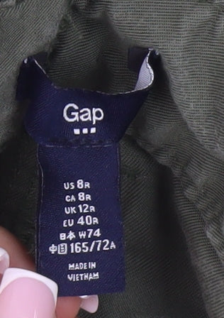 Womens UK Size 12 Gap Relaxed Fit Paperbag Green Trousers