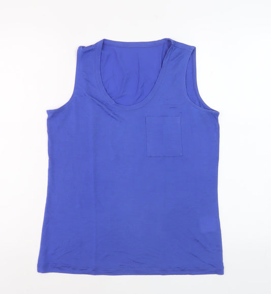 Jaeger Women’s Blue Tank Top Medium, Lyocell, Scoop Neck