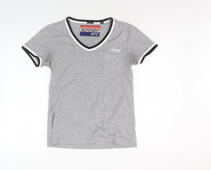 SuperDry Men's Grey V-Neck T-Shirt, Size S