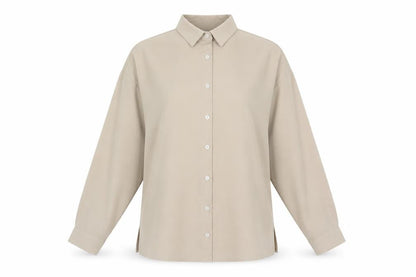 Womens UK Size 12 Boohoo Beige Basic Button-Up