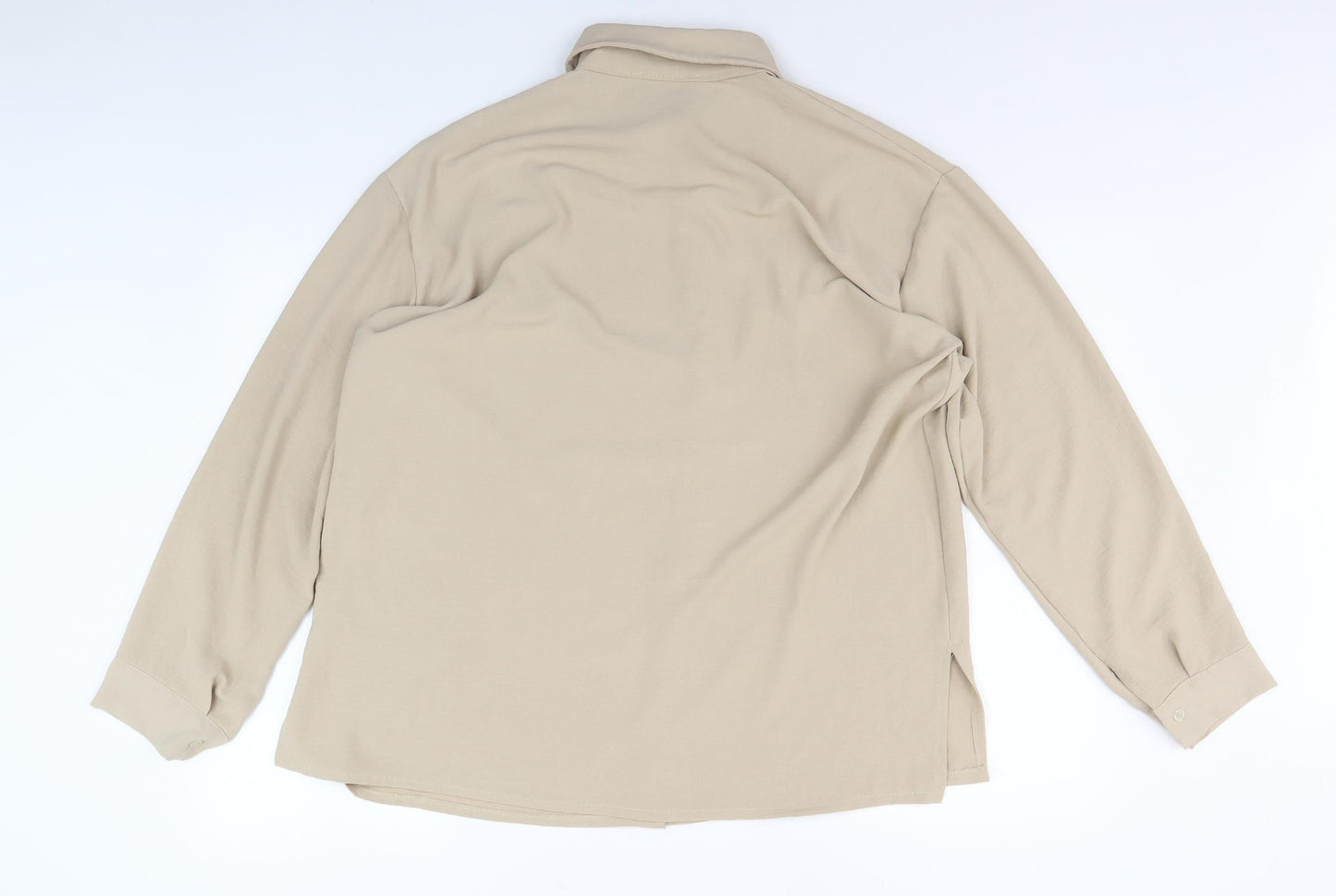 Womens UK Size 12 Boohoo Beige Basic Button-Up