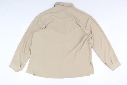 Womens UK Size 12 Boohoo Beige Basic Button-Up