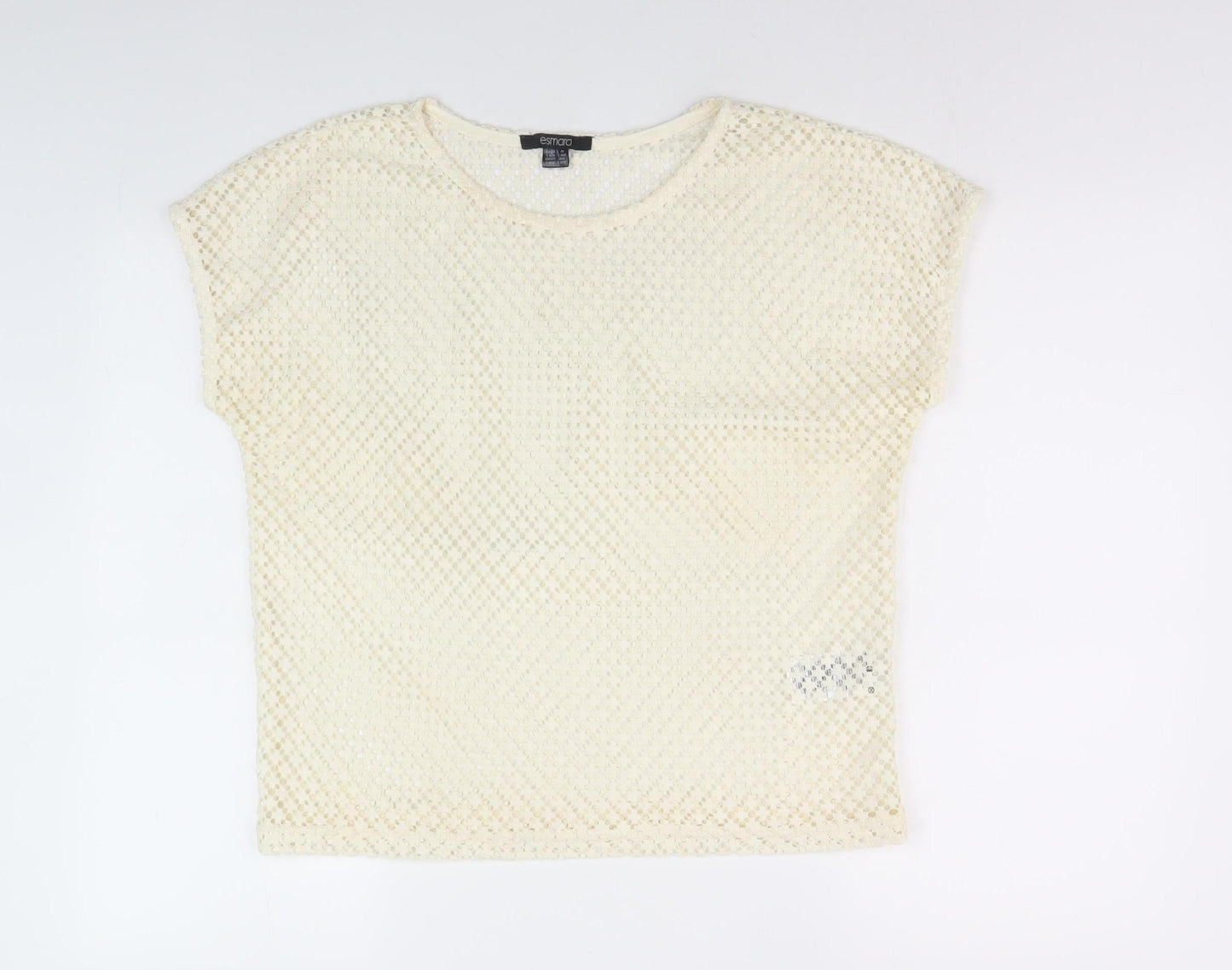 Womens UK Size 10/12 ESMARA Ivory Basic T-Shirt