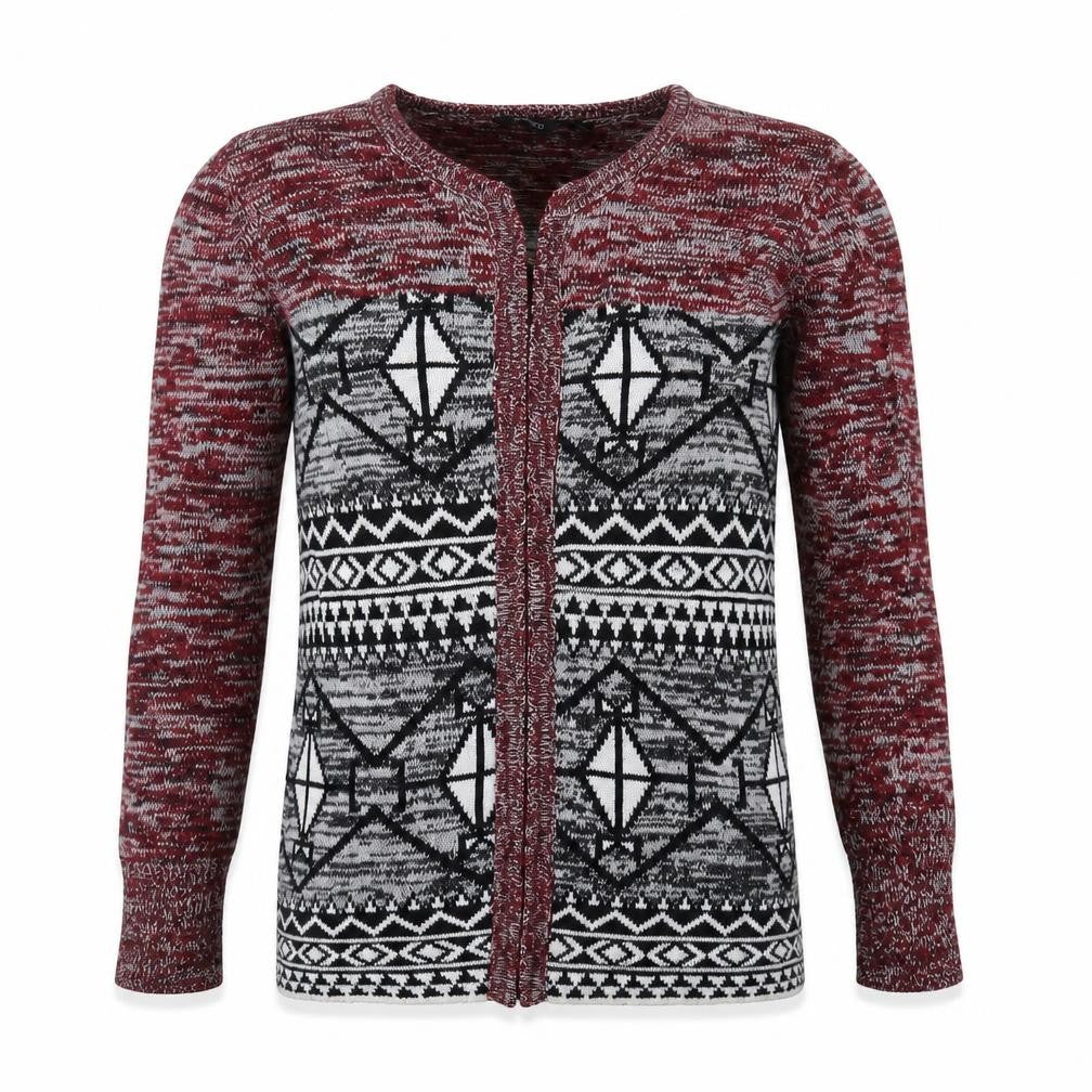 Front view of ESMARA unisex multicoloured cardigan s geometric