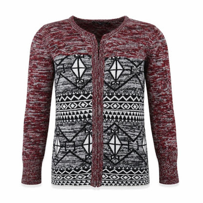 Front view of ESMARA unisex multicoloured cardigan s geometric