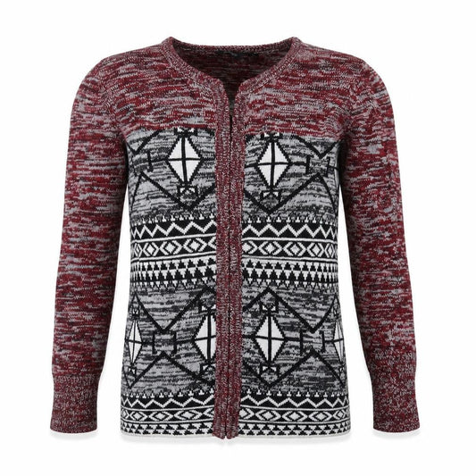 Front view of ESMARA unisex multicoloured cardigan s geometric