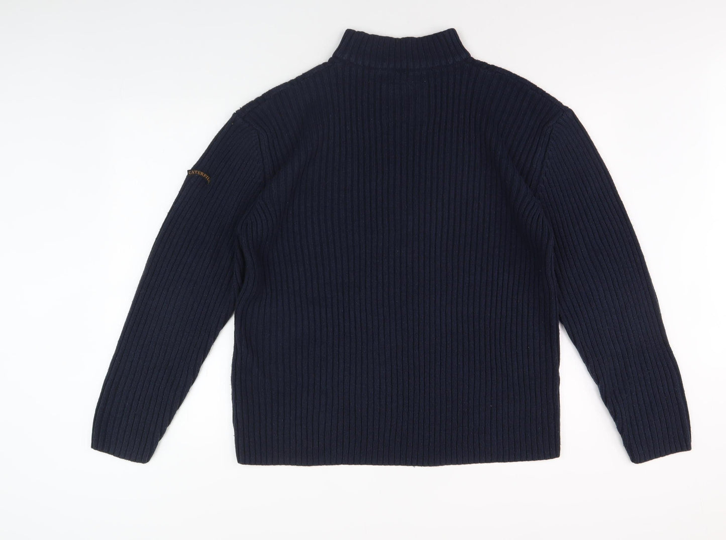Caterpillar Men's Blue Pullover Jumper, Logo, Knit