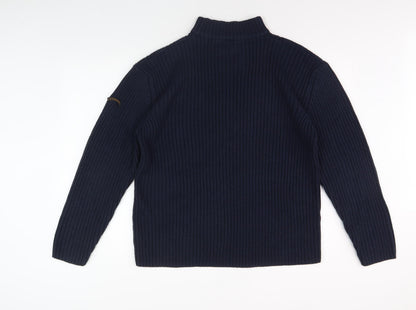 Caterpillar Men's Blue Pullover Jumper, Logo, Knit