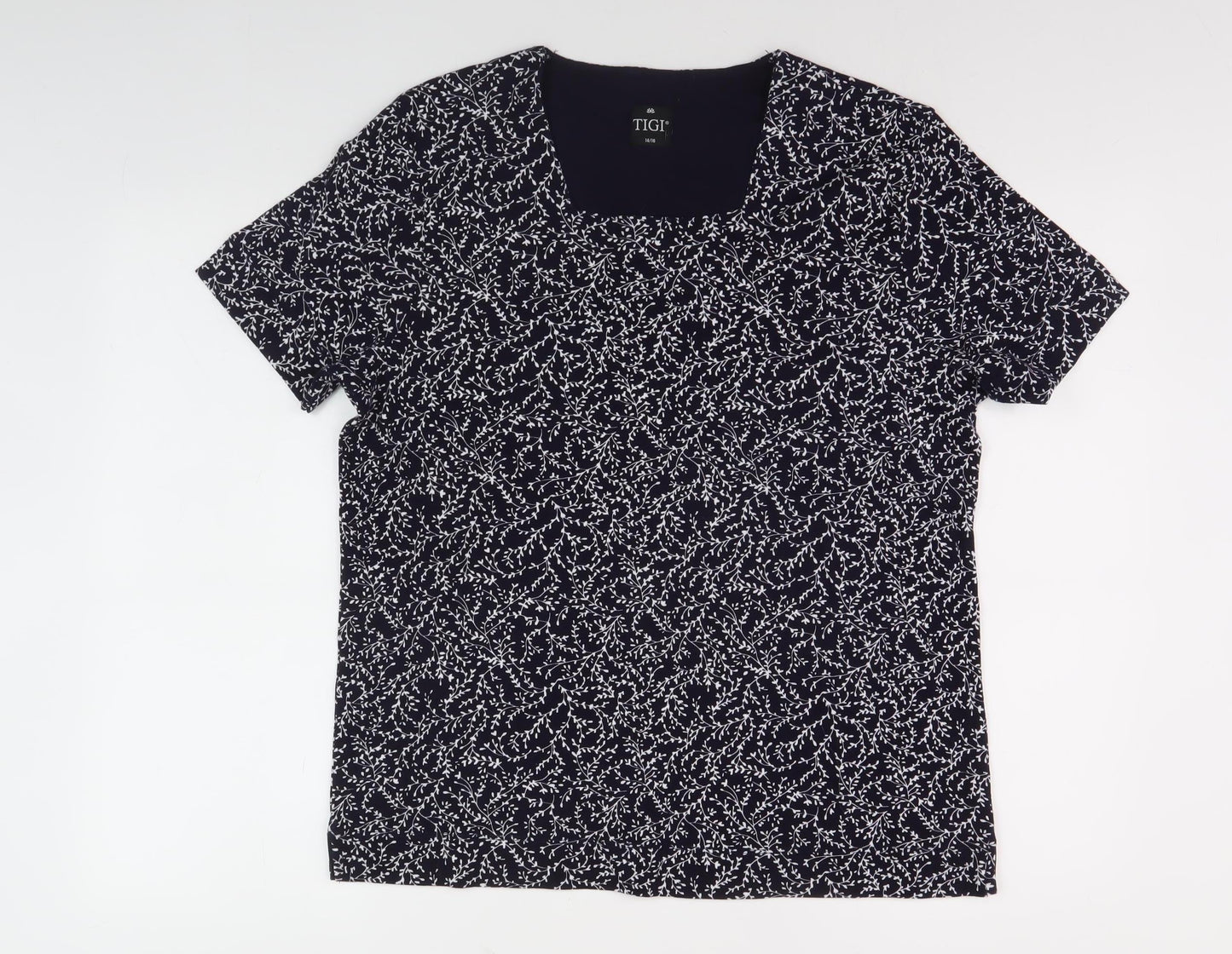 Womens UK Size 14 TIGI Black Basic T-Shirt