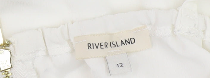 Womens UK Size 12 River Island White Basic Blouse
