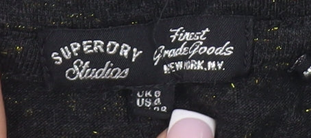 Womens UK Size 8 Superdry Black Basic T-Shirt