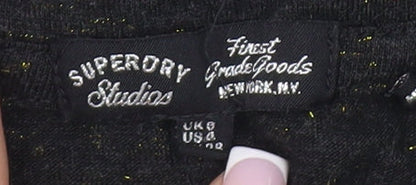 Womens UK Size 8 Superdry Black Basic T-Shirt