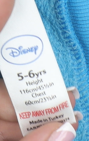 Disney Boys Blue Graphic Print Hoodie Size 6 Years
