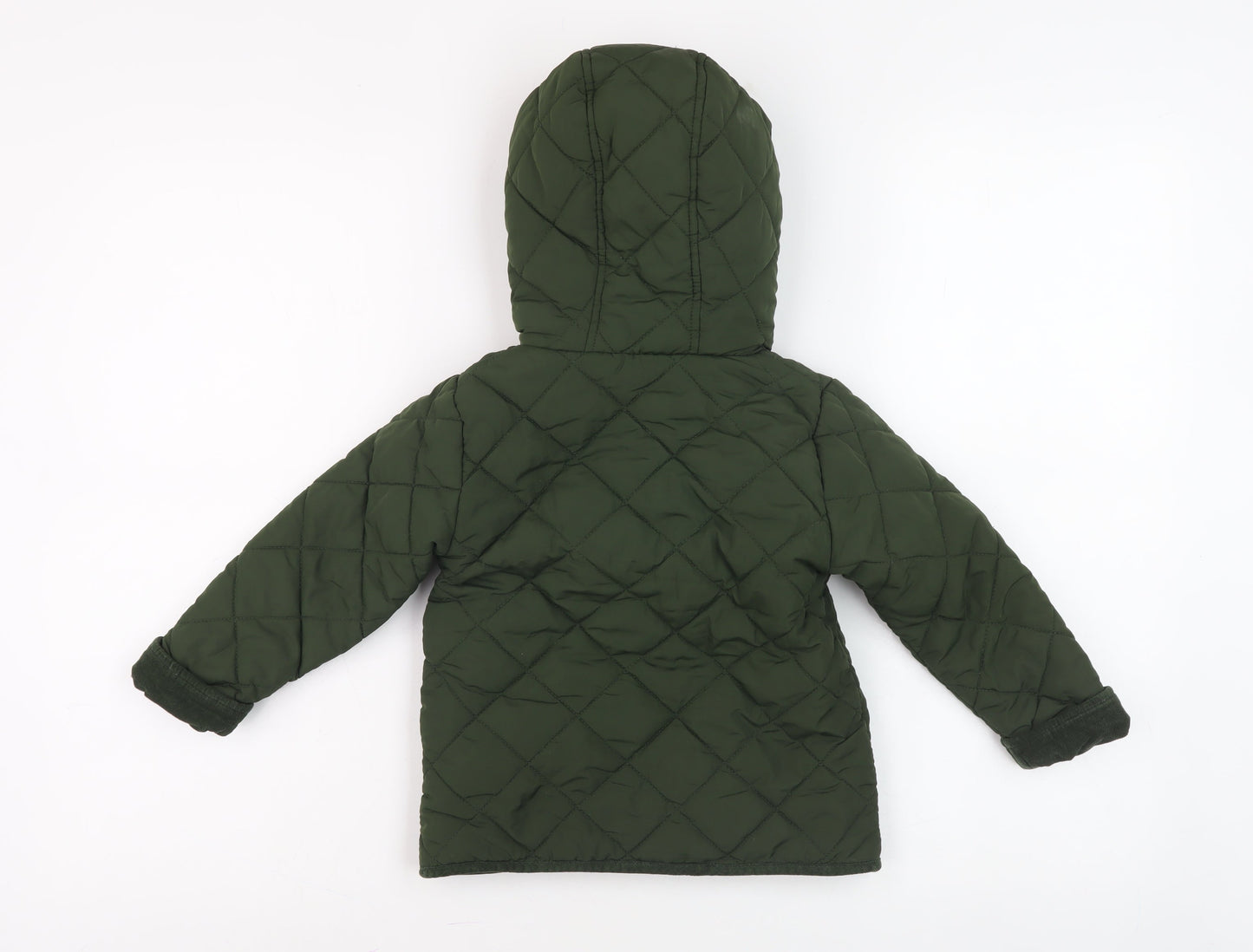 Next Green Quilted Jacket, Unisex 24 Months, Hooded & Lined