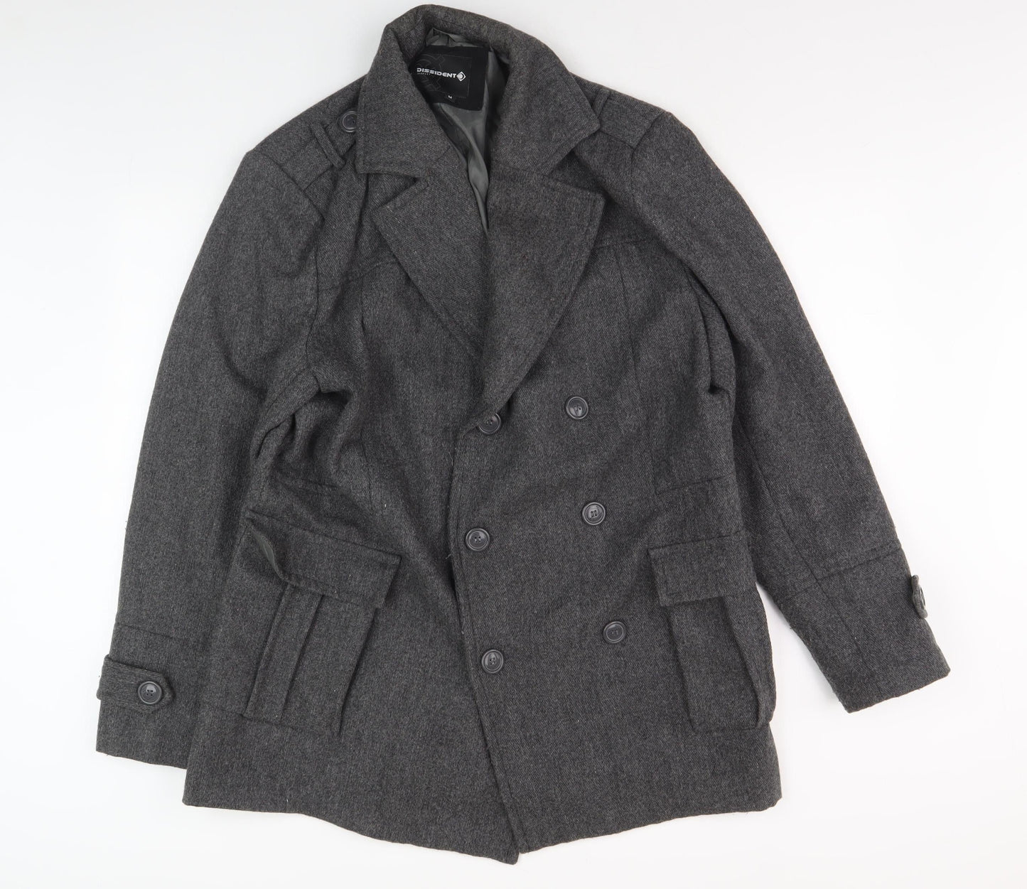 Mens UK Size M Dissident Grey Pea Coat