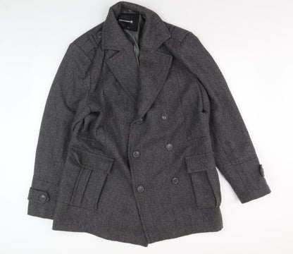 Mens UK Size M Dissident Grey Pea Coat