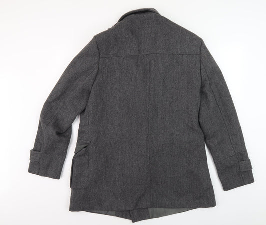 Mens UK Size M Dissident Grey Pea Coat