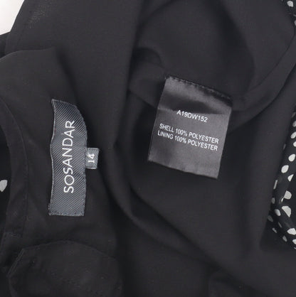 Sosandar Women's Black Polka Dot Dress Size 14