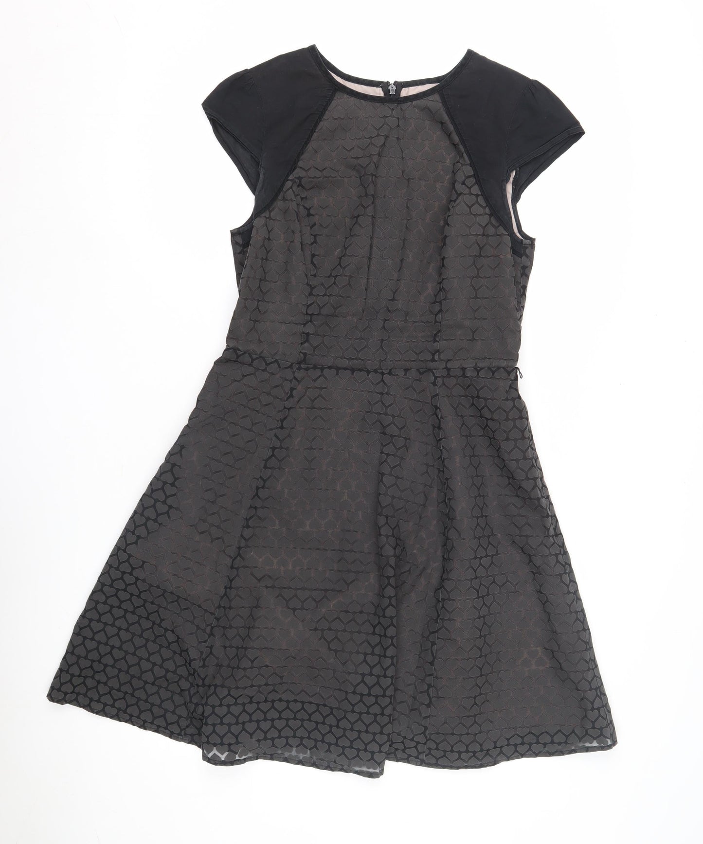 Oasis Women's Black A-Line Dress, Size 10, Short Sleeve