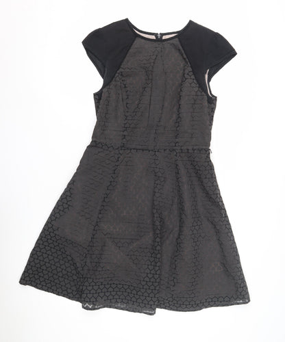 Oasis Women's Black A-Line Dress, Size 10, Short Sleeve