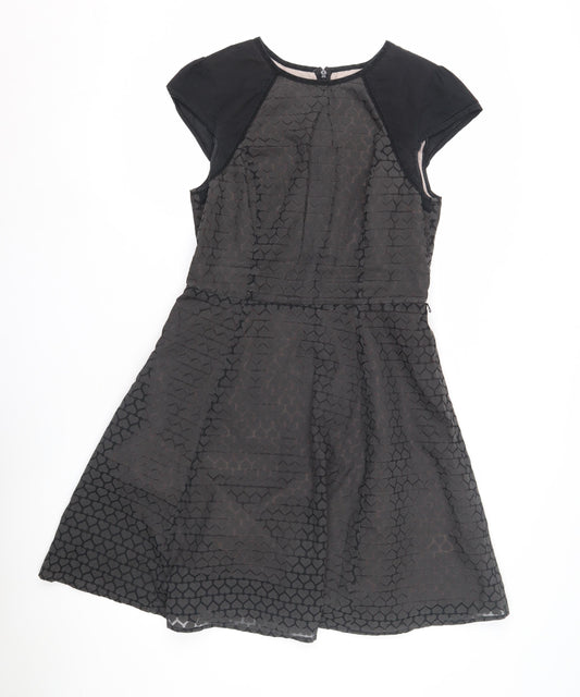Oasis Women's Black A-Line Dress, Size 10, Short Sleeve