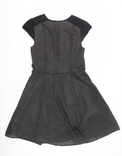 Oasis Women's Black A-Line Dress, Size 10, Short Sleeve