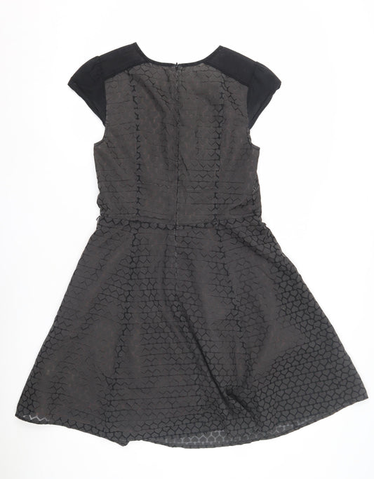 Oasis Women's Black A-Line Dress, Size 10, Short Sleeve