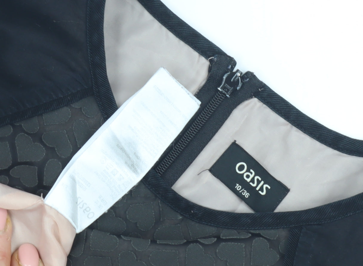 Oasis Women's Black A-Line Dress, Size 10, Short Sleeve