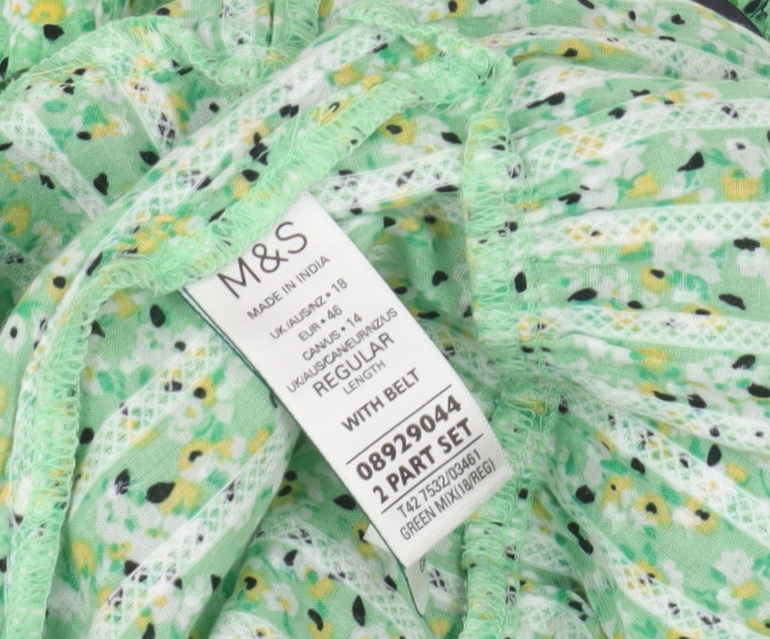 Marks and Spencer Women's Green Floral Midi Dress