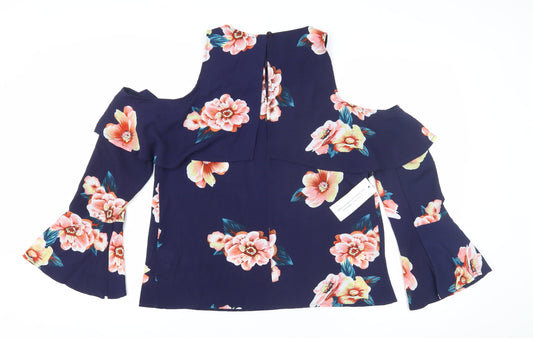AX Paris Women’s Blue Floral Wrap Blouse Size 12