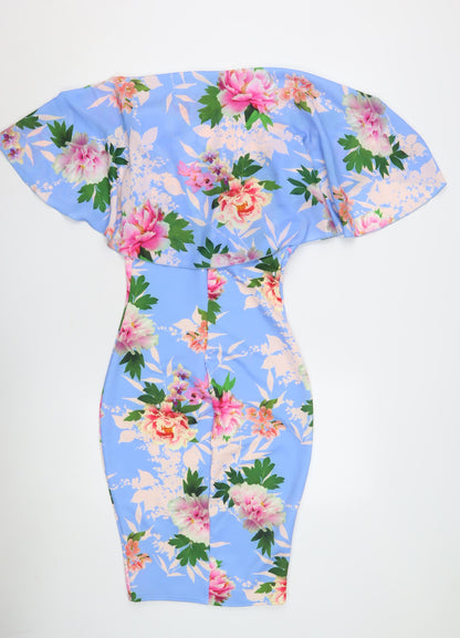 Flounce London Women's Multicoloured Floral Bodycon Dress