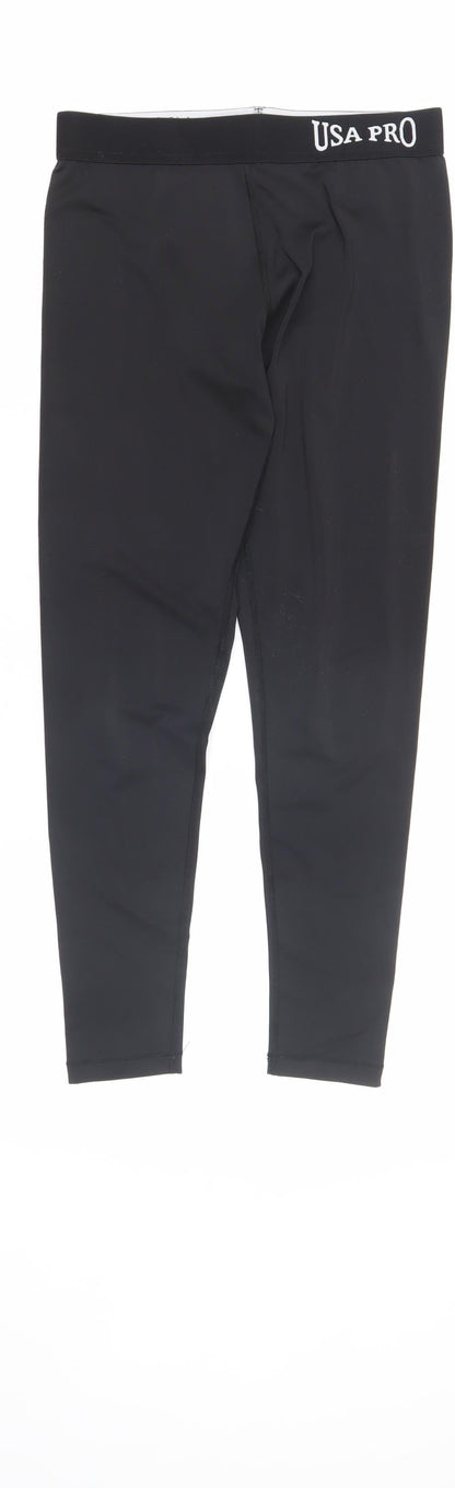 USA Pro Girls Black Leggings - Size 12 Years, Activewear