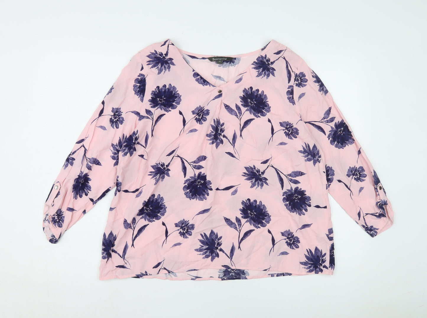 Womens UK Size 14 Bonmarché Pink Basic Blouse