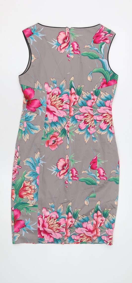 Oasis Women's Multicoloured Floral Sheath Dress Size 12