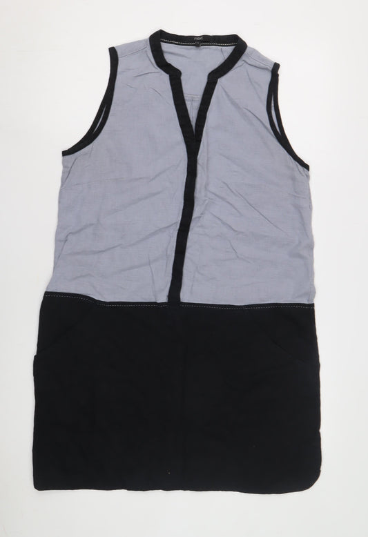 Next Women's Black and Grey Colourblock Dress Size 14